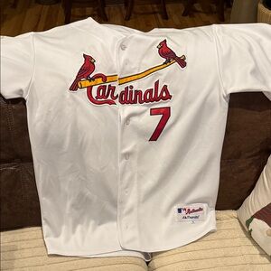 Majestic White Cardinals Jersey with Red Accents
